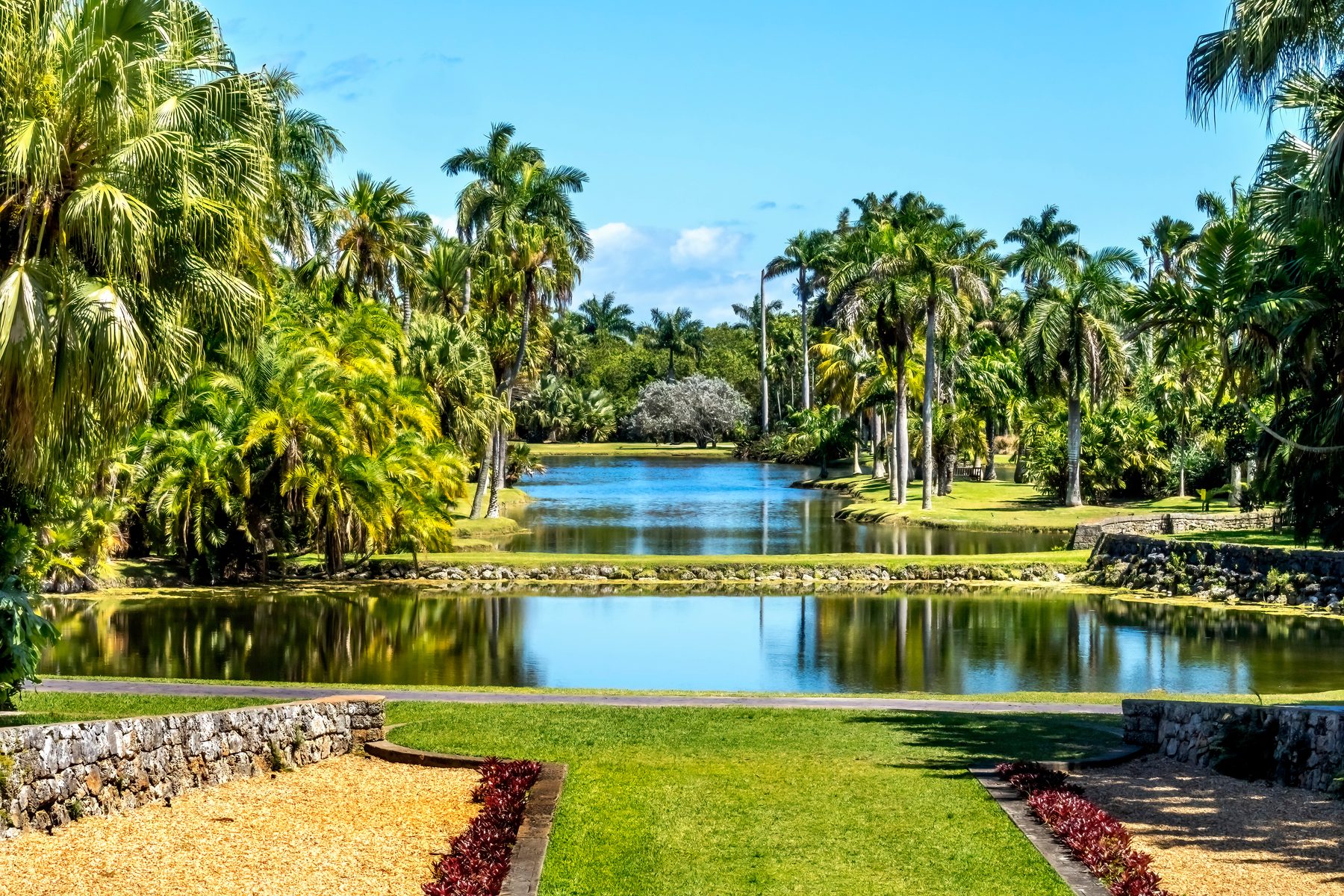 Lush landscaped grounds in a Naples luxury community